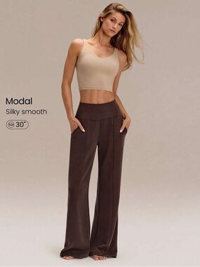 Wide-Leg Modal Pants in Chocolate Brown